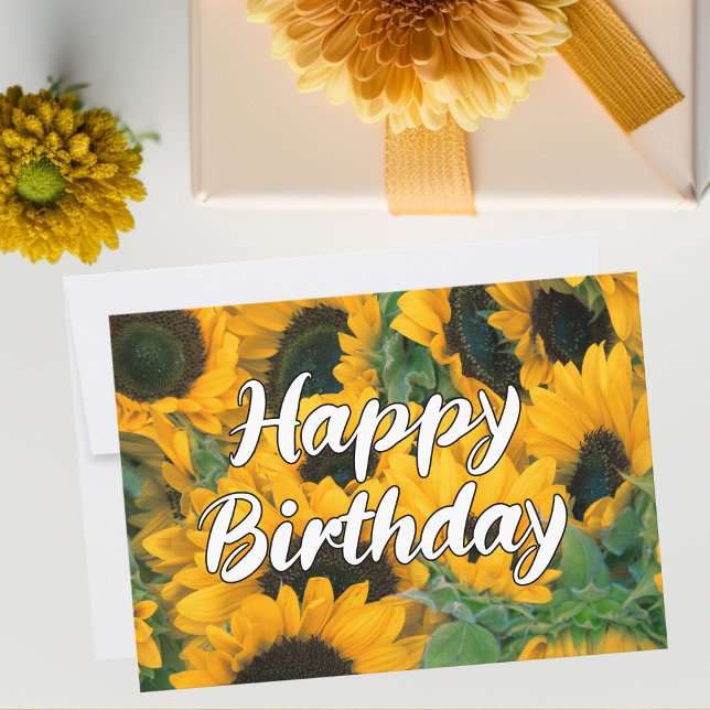 Carte Tournesol photo belle personnalisée Joyeux anniver (Créateur téléchargé)