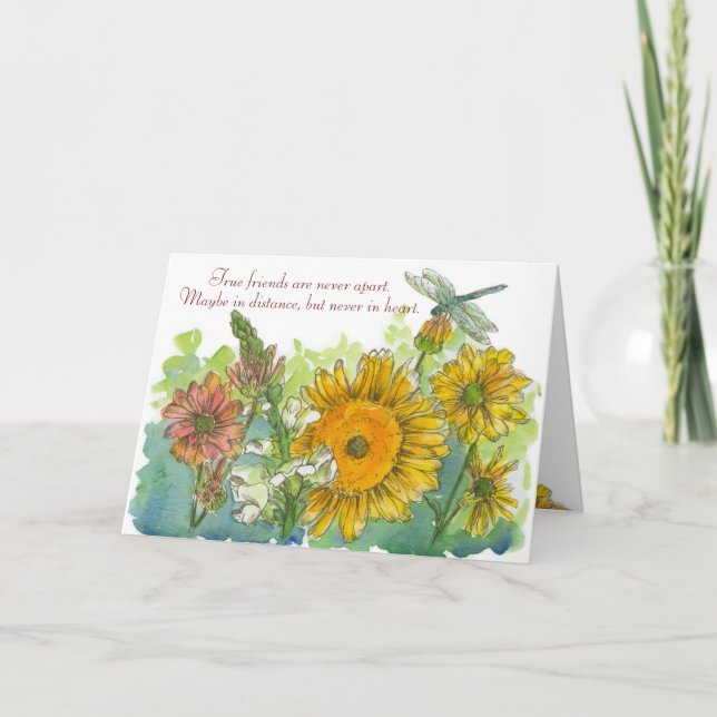 Carte Tournesols Snapdragons Fleurs Mlle Vous Ami (Devant)