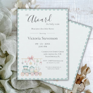 Carte Tous à bord du Baby shower Baby Train