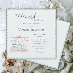 Carte Tous à bord du Baby shower Baby Train