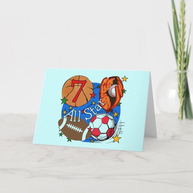 Carte Tous les sports Star 7th Birthday Tshirts et cadea (Devant)