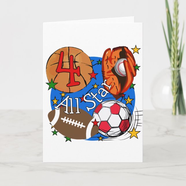 Carte Tous les T-shirts et cadeaux Star 4e anniversaire (Devant)