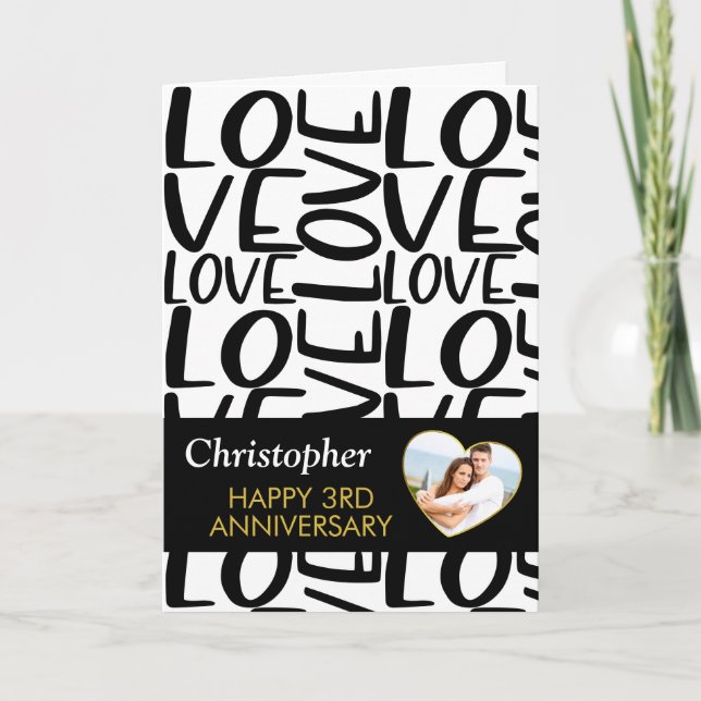 Carte Tout Anniversaire Black Love Texte Coeur Photo (Devant)