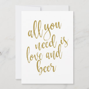 Carte Tout ce dont vous avez besoin est l'amour et la bi