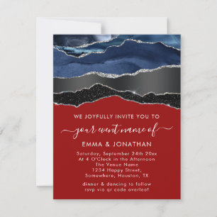 Carte Tout en un QR Code Noir Argent Bleu Marine Rouge