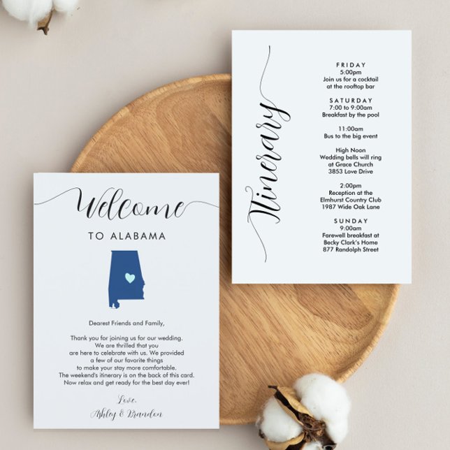 Carte Toute couleur Alabama Mariage Bienvenue lettre Iti (Créateur téléchargé)