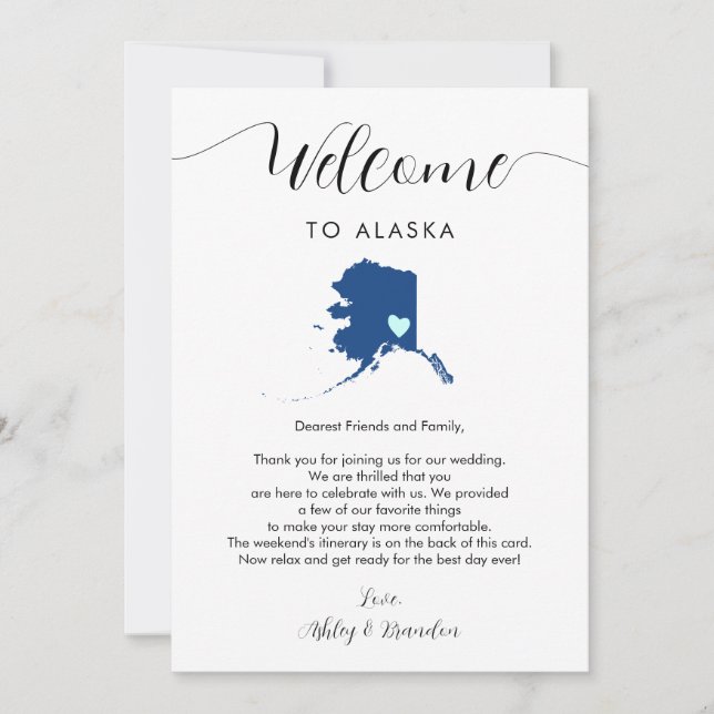 Carte Toute couleur Alaska Mariage Bienvenue lettre Itin (Devant)