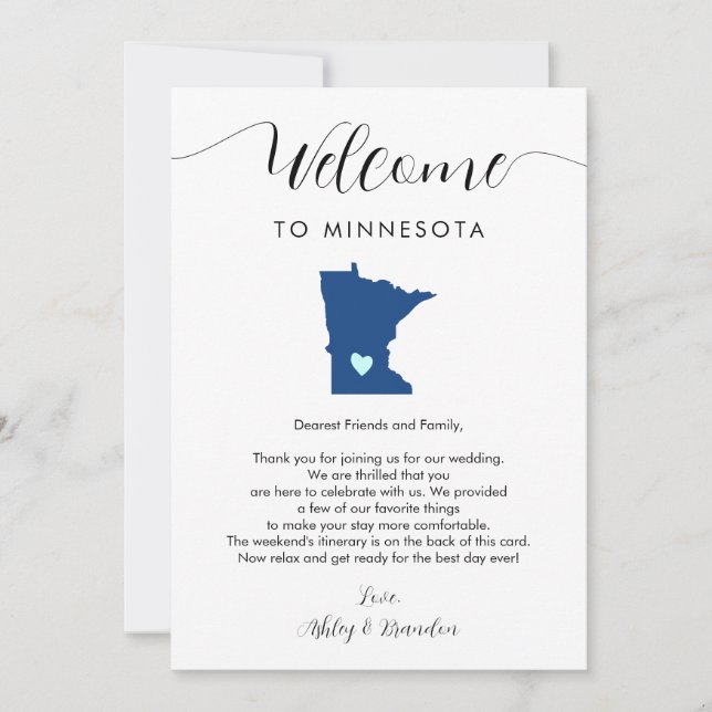 Carte Toute couleur Minnesota Mariage Itinéraire de bien (Devant)