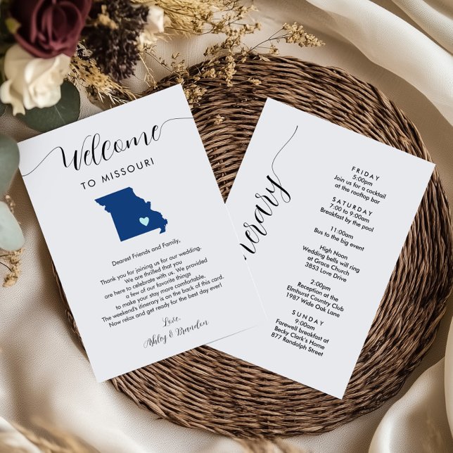 Carte Toute couleur Missouri Mariage Bienvenue Itinérair (Créateur téléchargé)