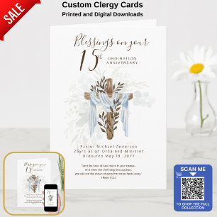 Carte TOUTE ORDINATION ANNIVERSAIRE Prêtre Pasteur Minis