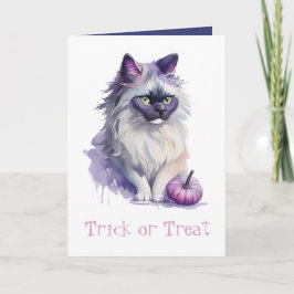 Carte Trace ou traitement Halloween aquarelle birman cha
