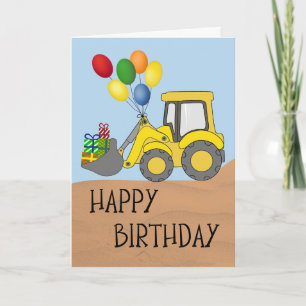 Carte Tracteur d'anniversaire avec benne pleine de cadea