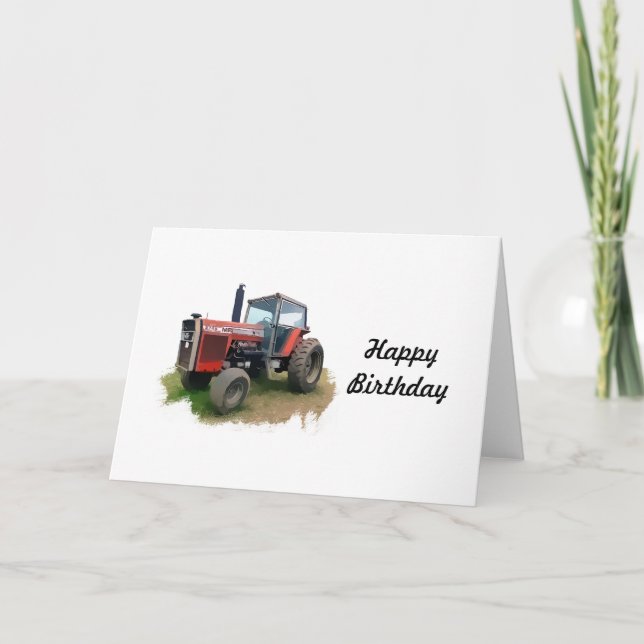 Carte Tracteur rouge de Massey Ferguson dans le domaine (Devant)