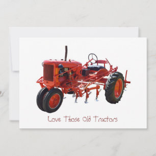 Carte Tracteur rouge vintage