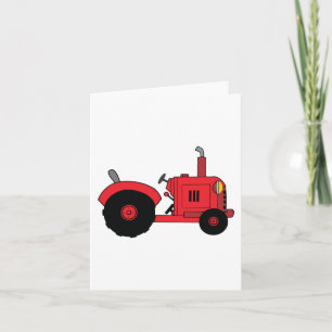 Carte Tracteur rouge vintage