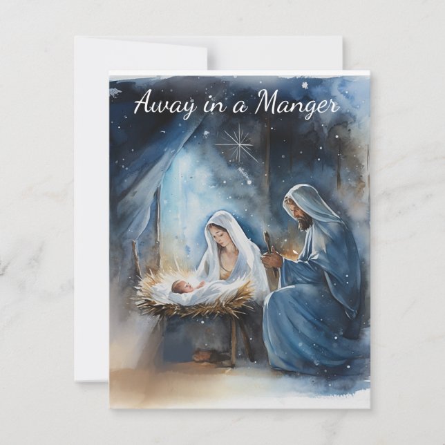 Carte traditionnelle de Noël «Away in a Manger» (Devant)