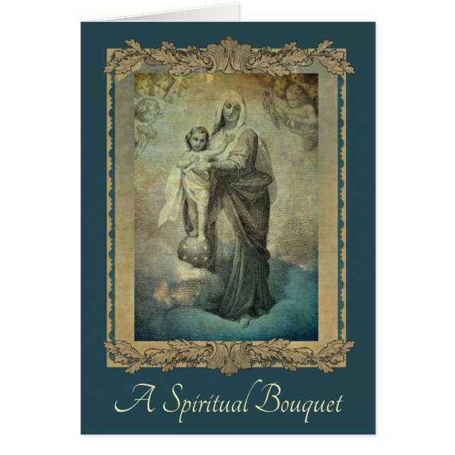 Carte traditionnelle de Vierge Marie de bouquet (Devant)