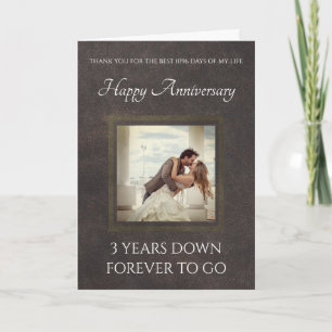 Carte traditionnelle en cuir pour le 3e anniversai