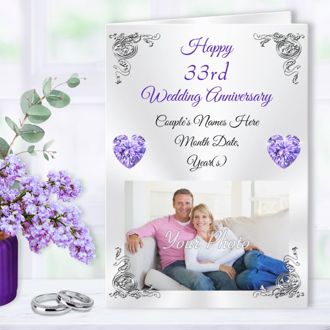 Carte traditionnelle Happy 33e anniversaire Mariag (Personalized, 33rd wedding anniversary cards. 33 years of marriage. 33rd wedding anniversary symbol.)