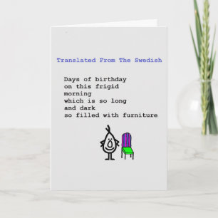 Carte Traduit du Suédois - un poème d'anniversaire