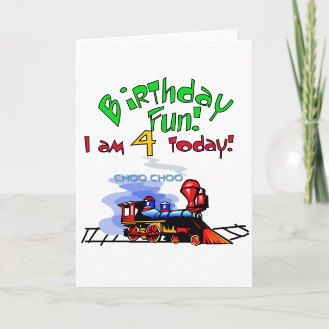 Carte Train 4th Birthday Tshirts et cadeaux (Devant)