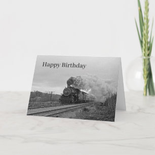 Carte Train à vapeur vintage ferroviaire noir voyage