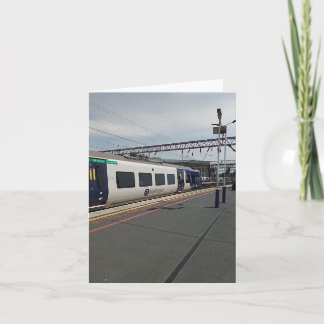 Carte Train bleu et blanc (Devant)