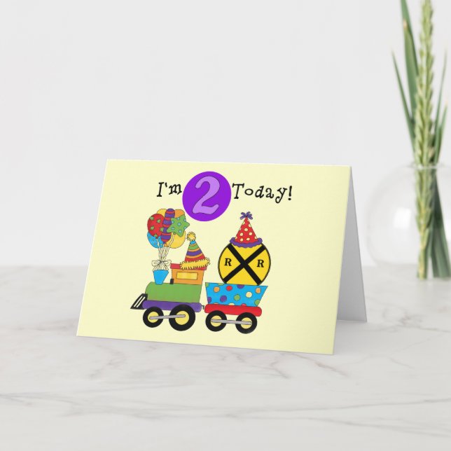 Carte Train d'anniversaire 2e T-shirts et cadeaux d'anni (Devant)