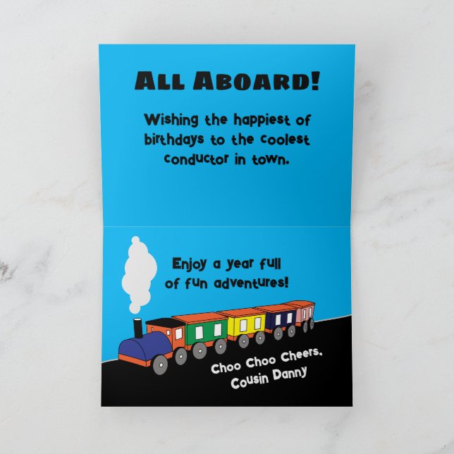 Carte Train d'anniversaire personnalisé (Intérieur)