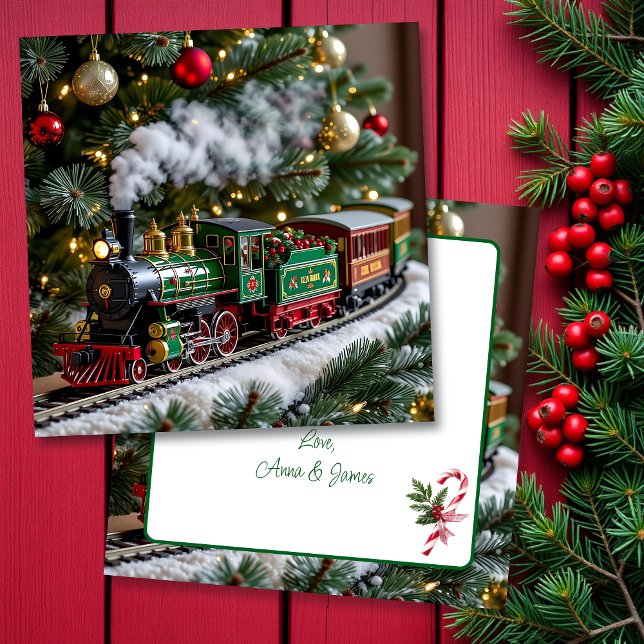Carte Train de Noël à l'ancienne sous l'arbre (Créateur téléchargé)
