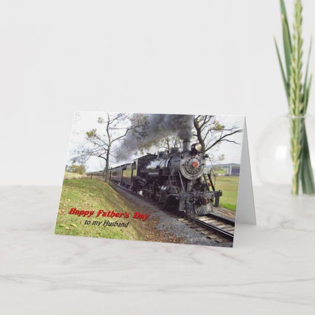 Carte Train de vapeur de fête des pères pour le mari (Devant)