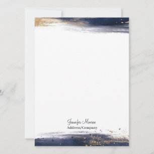 Carte Traits de pinceau aquarelle personnalisés bleu et