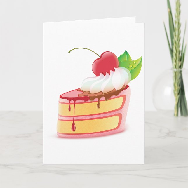 Carte Tranche de gâteau aux fraises avec de la crème (Créateur téléchargé)