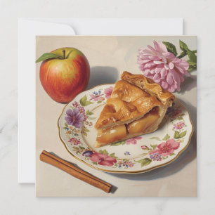 Carte Tranche de tarte aux pommes fraîche sur une assiet