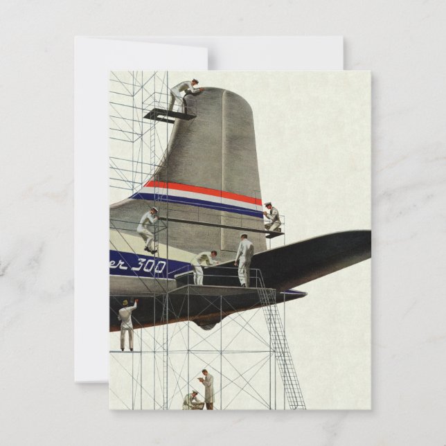 Carte Transport vintage, maintenance des avions (Devant)
