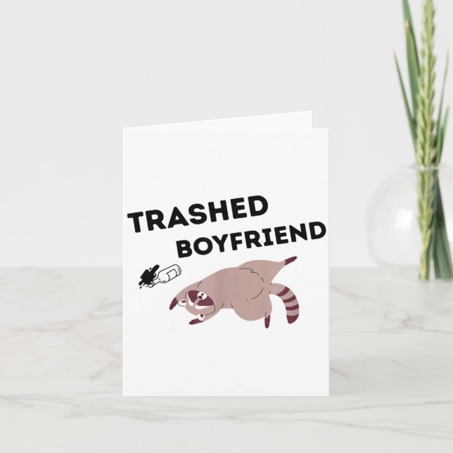 Carte Trashed Boyfriend, Funny Trashed Panda Couples Pre (Devant)