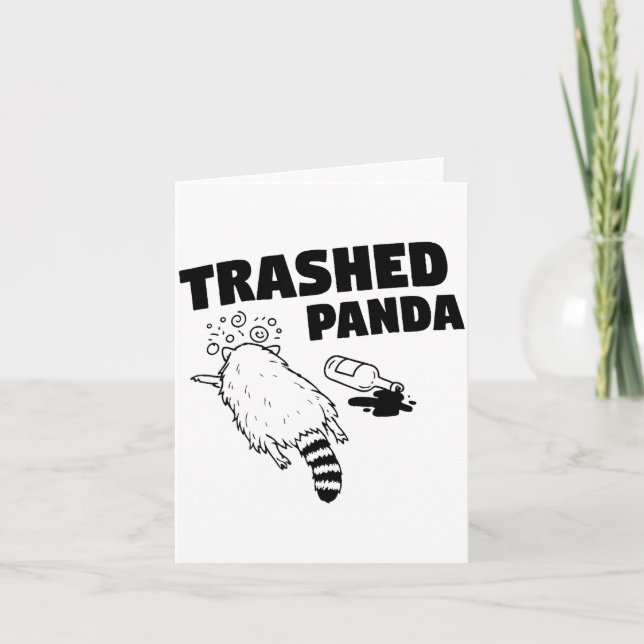 Carte Trashed Panda, Funny Drunk Raccoon, Funny Trash Pa (Devant)