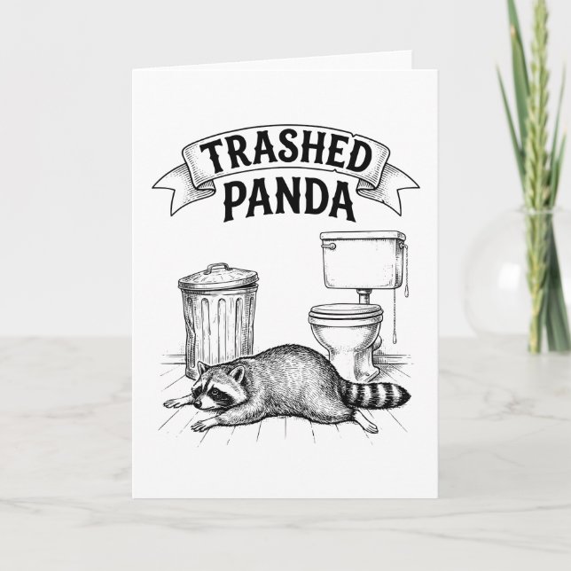Carte Trashed Panda Funny Drunk Racoon (Devant)