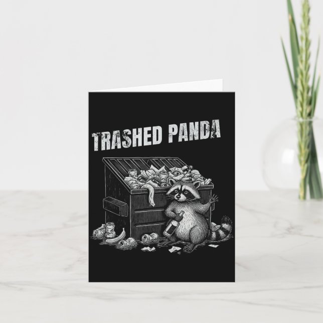 Carte Trashed Panda Funny Drunk Racoon Cool Animals Grap (Devant)