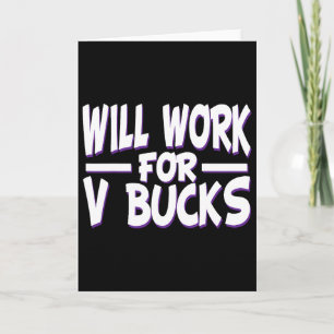 Carte Travaillera pour V Bucks Design Gamer Jeunesse Drô
