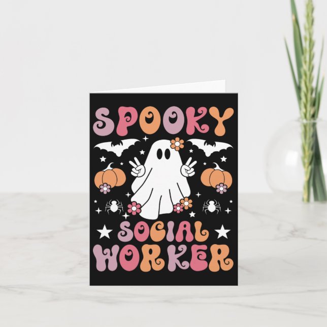 Carte Travailleur social éffrayant Halloween meilleurs t (Devant)