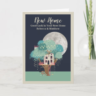 Carte Tree House New Home Nuit Heure Avec Lune