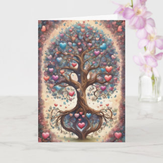 Carte Tree of Life Pastel Hearts Valentine's Day