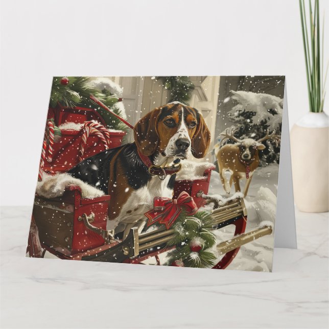 Carte Treeing Walker Coonhound Dog Christmas Festive (Devant)