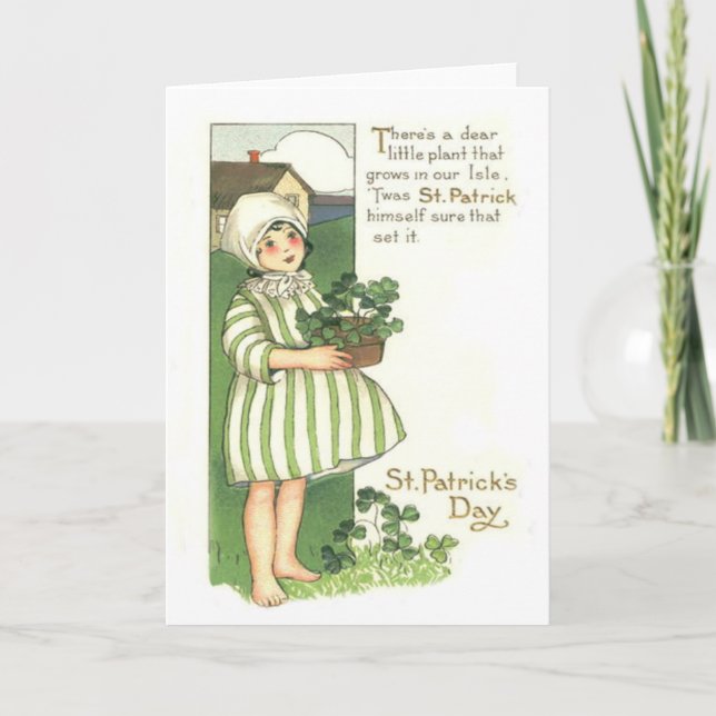 Carte Trèfle Pot de Fille Mignonne (Devant)