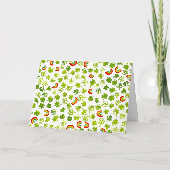 Carte Trèfles et arcs-en-ciel PERSONNALISABLES (Devant)