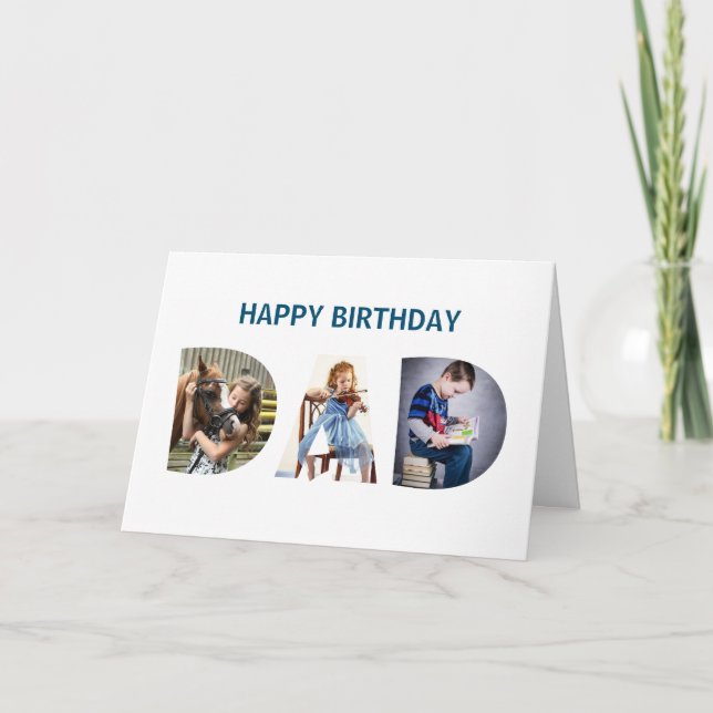 Carte Trendy DAD Transparent Lettres 3 Photos Anniversai (Devant)