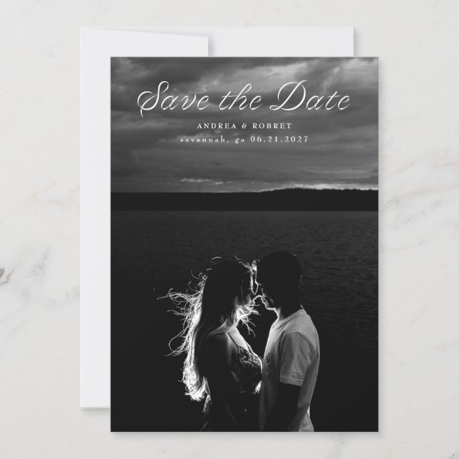 Carte Trendy Ribbon Script Save the Date Card (Devant)