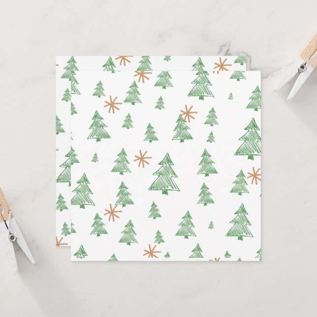 Carte Trendy Winter Unique Christmas Tree Stars (Devant/Arrière en situation)