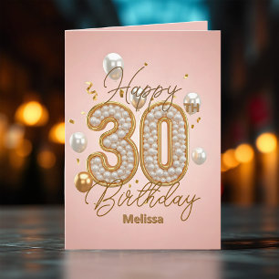 Carte Trente ans Luxueux Rose Pâle et Or avec une touche